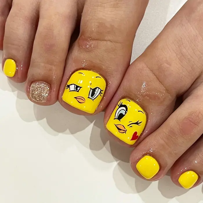 トゥイーティー ひさしぶりに手描きアート 小さい頃から絵を描くのが好 Private Nail Salon Richeri所属 Richeri Ayaのネイルデザイン ミニモ
