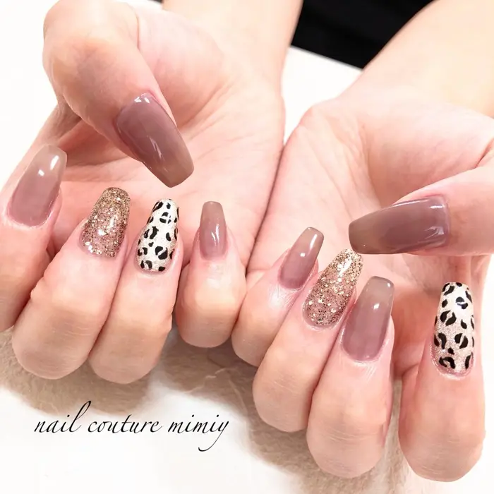 レオパードネイル アート2本コース カラー追加2本 6 1 Nail Couture Mimiy所属 N Couture Mimiyのネイルデザイン ミニモ