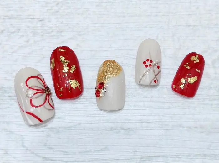 ハンド フット ハンド ベースデザイン ワンカラー カラー レッド アート パーツ Benails所属 Benails ちえのネイル デザイン ミニモ