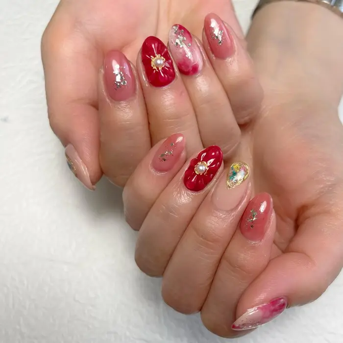 ぷくぷくフラワーネイル なんば 堀江 四ツ橋 オレンジストリート オフ代無料 色混ぜ無料 フィル Ynail所属 Ynail 予約専用のネイル デザイン ミニモ