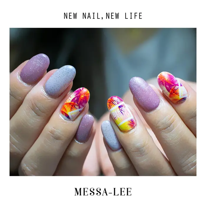 Title ビーチパーティー Color トロピカル Menu バランス トロ Messa Lee所属 プライベートサロン メッサリーのネイル デザイン ミニモ