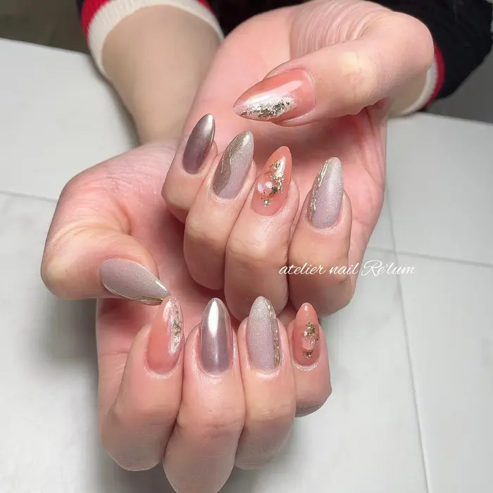 ニュアンスネイル ミラーネイル 春ネイル Atelier Nail Re Lum所属 Atelier Nail Relumのネイル デザイン ミニモ