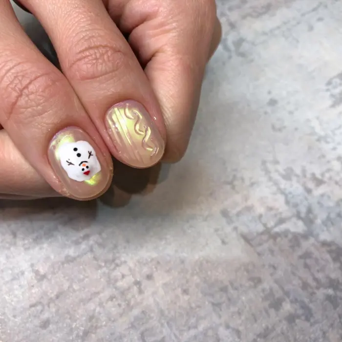 ゆきだるま とけだるまネイル 冬ネイル Nail Amandine ネイルアマンディーヌ 所属 パラジェル取扱 Amandine松崎のネイル デザイン ミニモ