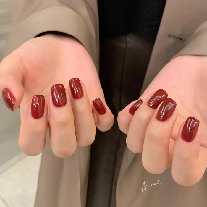 赤 ピンク ブラウンを 混ぜてオリジナルカラー C Era所属 C Era Aiのネイルデザイン ミニモ