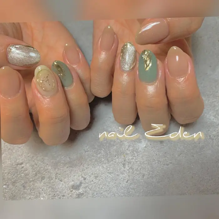 当店サンプルより 明日は慎吾ちゃんliveなので Green Design Nail Eden所属 Nail Edenのネイル デザイン ミニモ