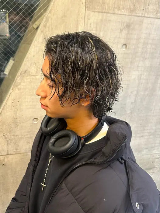 メッシュ×縦落ちパーマ