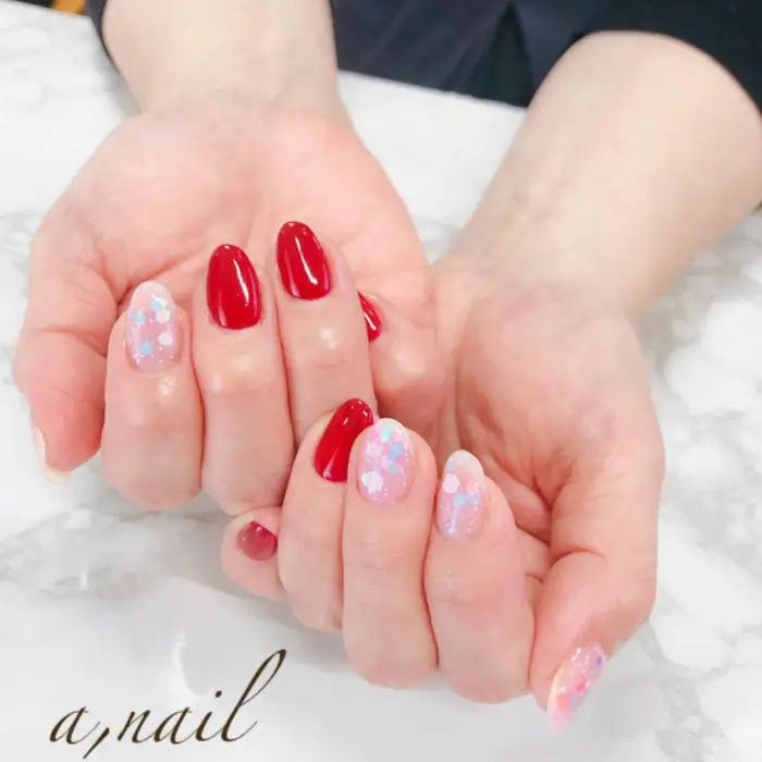 お客様ネイルカラー カラー位置変更可能です 足立区 足立区ネイル 北千住 北千住ネイル 千 エーネイル A Nail所属 永山 智子のネイル デザイン ミニモ