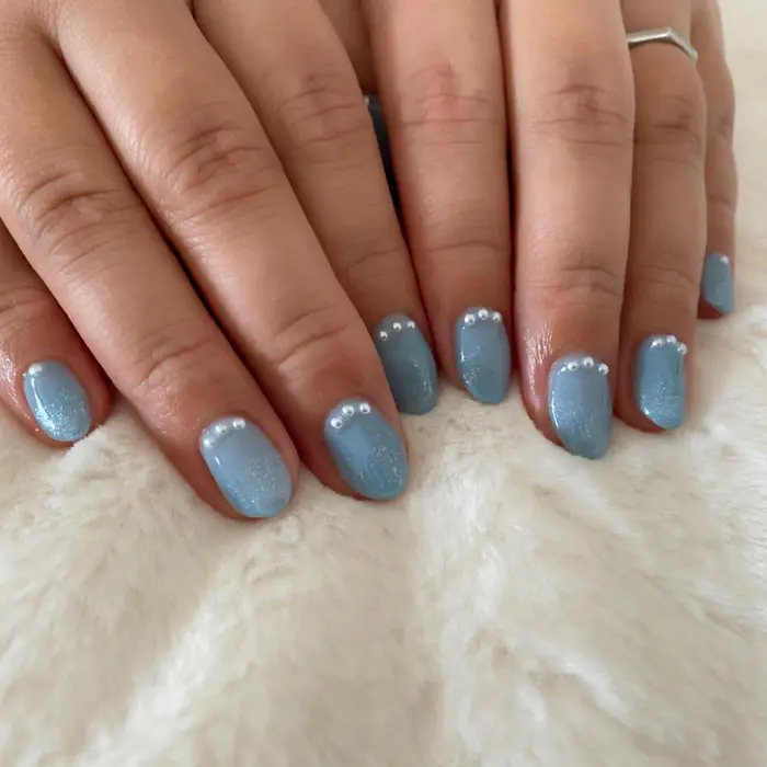 水色ネイル ラメ パール Yui Nail所属 金子 由衣のネイルデザイン ミニモ 水色ネイル ラメ パール Yui Nail所属 金子 由衣のネイルデザイン ミニモ