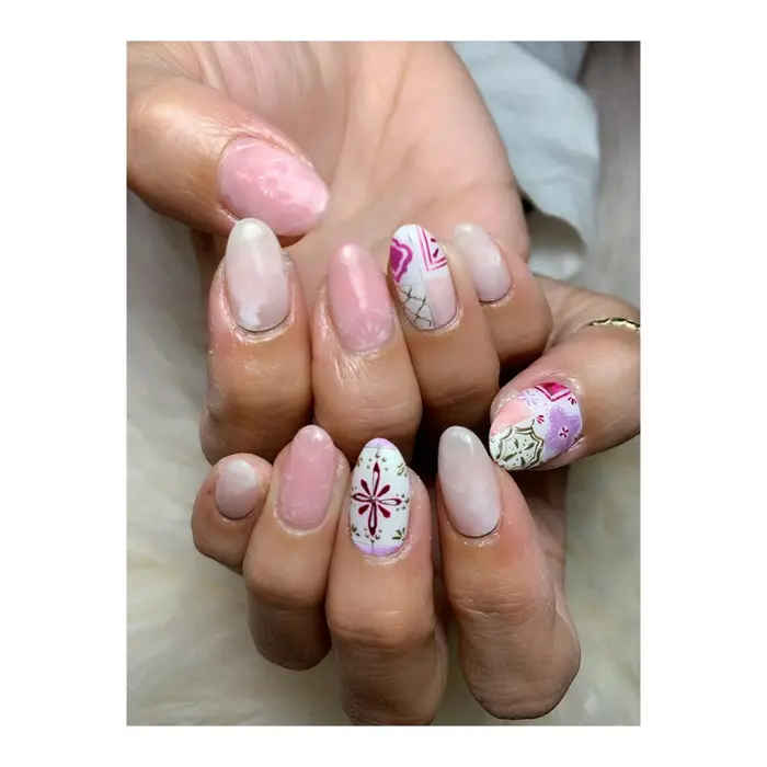 モロッカンタイル 限定 初回オフ込 ハンド ジェルやり放題 6500円 パラジェル使用 大 Flowers Nail所属 Flowers Nailのネイルデザイン ミニモ
