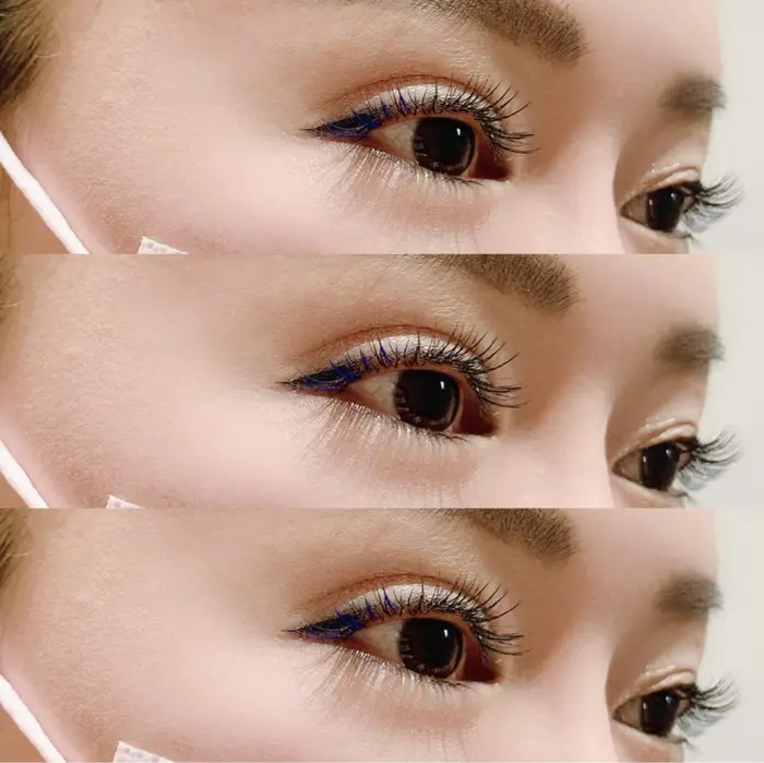 フラットマットラッシュ1本 目尻ブルーmix Bellalunaおもろまち店所属 Bellaluna ミヤザワのマツエク デザイン ミニモ