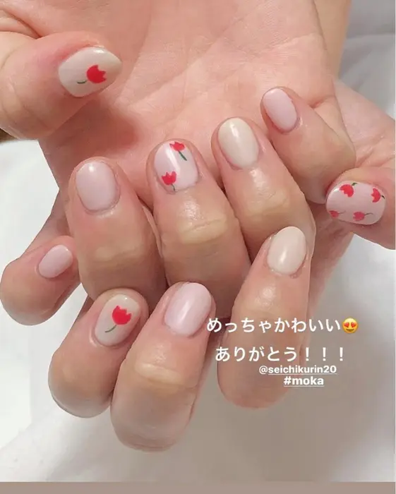 韓国ネイル チューリップ ネイルサロンmoca天王寺店所属 ｍｏｃａ ｓｅｉｎａ のネイルデザイン ミニモ