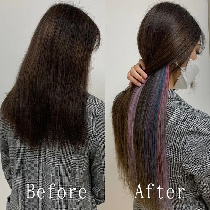 Snsで話題の夢可愛いデザイン ユニコーンの鬣のように 淡い色を使って全体的に柔らかい雰囲気に 池 Total Beauty Salon あるじゃんすー池袋店所属 エクステ カラー専門 あるじゃんすー池袋のヘアカタログ ミニモ