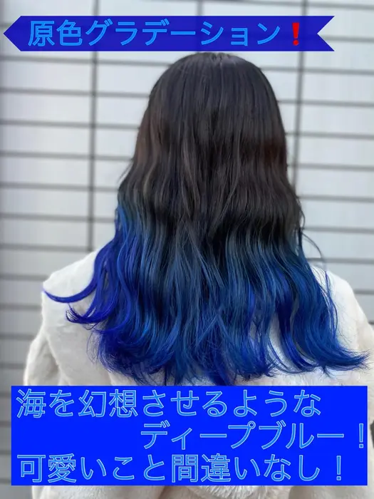 原色グラデーション ディープブルー 料金説明 ハイライトカラー グラデーションカ Glitz所属 福永 吉郎のヘアカタログ ミニモ