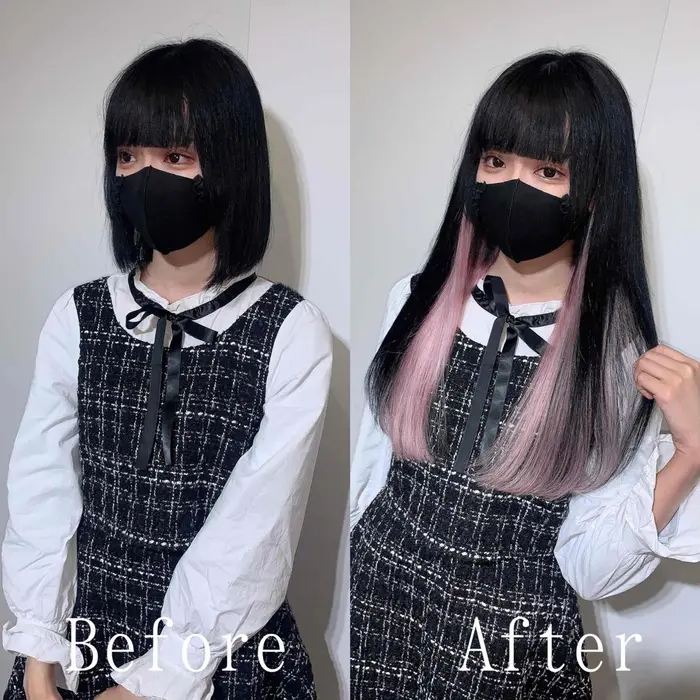 地雷ピンク ナチュラルピンク 小顔ヘア シールエクステ 熊本 今流行りの地雷ピンク到来 原色カラー1 あるじゃんすー熊本店所属 あるじゃんすー 熊本 店のヘアカタログ ミニモ