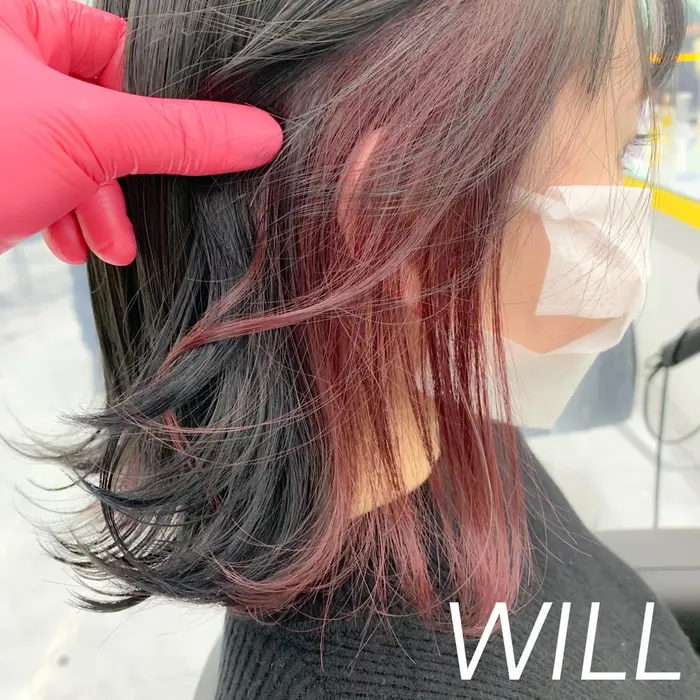 インナーカラー チェリーピンク ブルーブラック Will所属 髪質改善 艶カラー Nanakoのヘア カタログ ミニモ