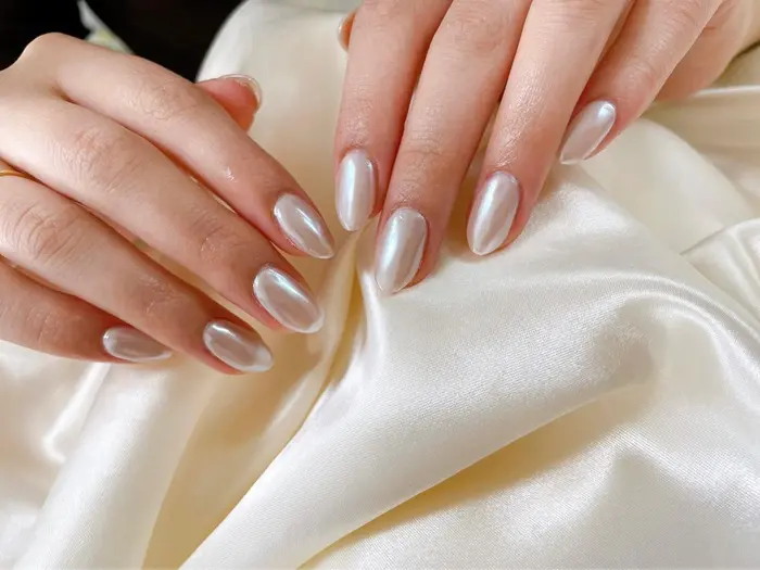 ベースにワンカラーのせてシルクネイル ワンカラー代プラス1000円 Mogu Nail所属 Mogu Nail 二子玉川のネイル デザイン ミニモ