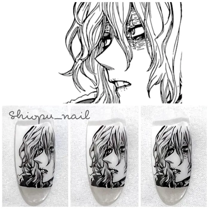 痛ネイル 僕のヒーローアカデミア 死柄木弔 かっこいいんだなあ Grande Cara所属 Grandecara 栄しおりのネイルデザイン ミニモ