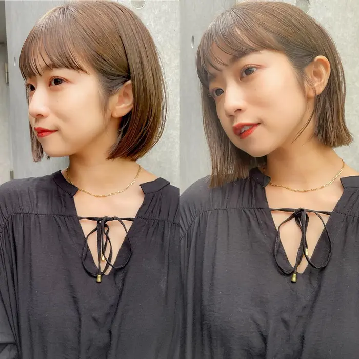 ボブ ショートボブ ショート ショートヘア 切りっぱなしボブ 外はねボブ 内巻きボブ 前髪 前髪カ Une Garden所属 千葉いずみ ボブ ミディアムのヘアカタログ ミニモ