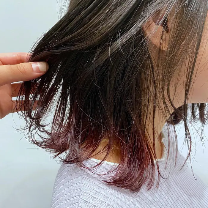 初カラーで裾カラー 黒髪からピンクパープルへ変身 Hair Vago所属 壁谷 加保理のヘアカタログ ミニモ