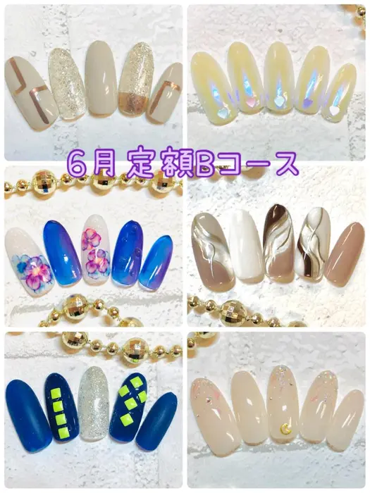 6月定額bコースです 定額ネイル 横浜 ジェルネイル キレイエ所属 伊藤 奈央 のネイルデザイン ミニモ