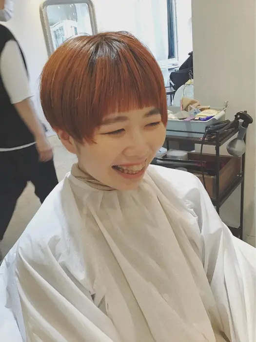 わかめちゃんカット オレンジカラー Nikome 所属 鈴木 奈月のヘアカタログ ミニモ