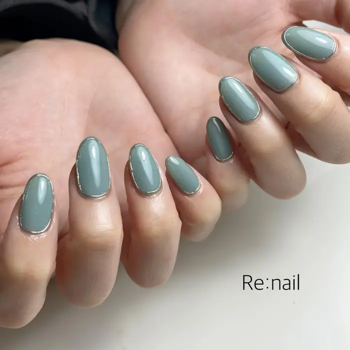 ミラーくすみグリーン ミラー追加 Total 700 Re Nail所属 Re Nail リネイルの ネイルデザイン ミニモ