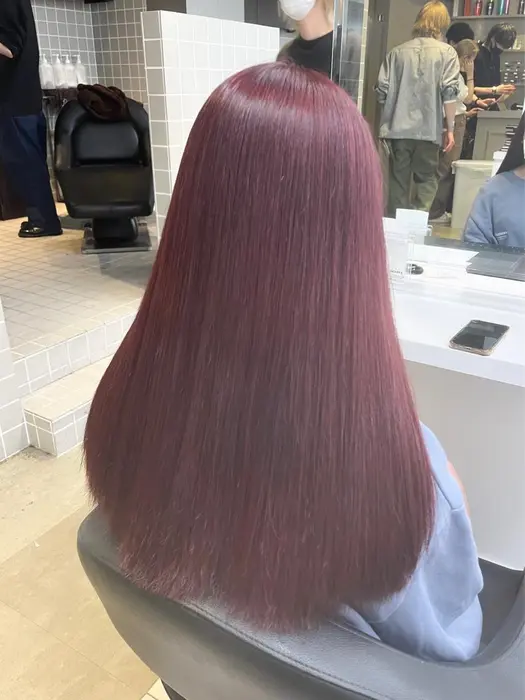 ラベンダーピンク ロング料金 肩 1100 鎖骨 20 Wカラー ダブルカラー Three所属 横浜美容室 Three Ioriのヘアカタログ ミニモ