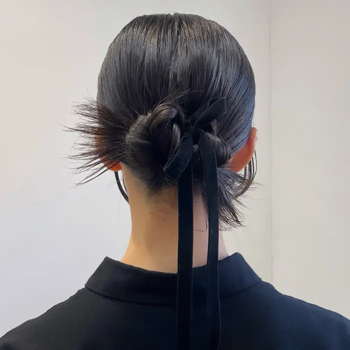 ミディアムヘアのカチモリ風アレンジ