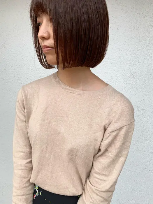 ワンレンボブ Maisonatelier所属 中村晃 髪質改善 透明感カラーのヘアカタログ ミニモ