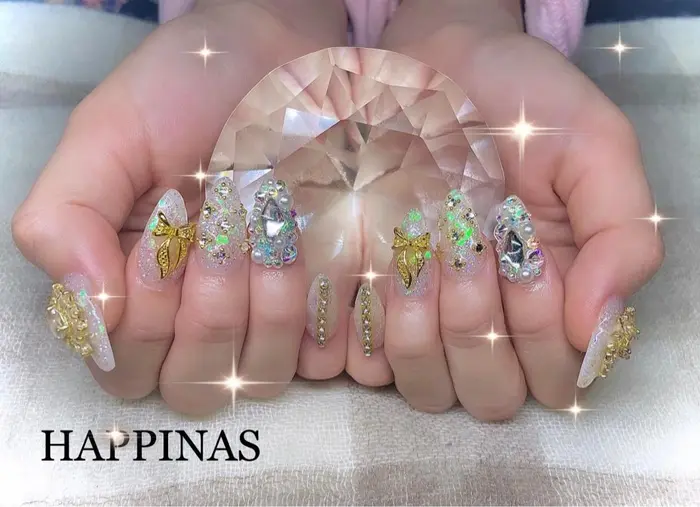 スカルプパーツ付け放題 スカルプネイル 成人式ネイル キラキラネイル ラメネイル Happinas所属 Happinas Nail 脱毛のネイルデザイン ミニモ