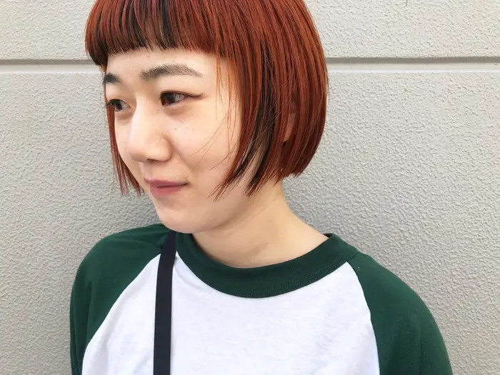 オレンジ ローライト パキッとしたオレンジに 締め色に黒のローライトを入れました Mii所属 Mii ミー Masamiのヘアカタログ ミニモ