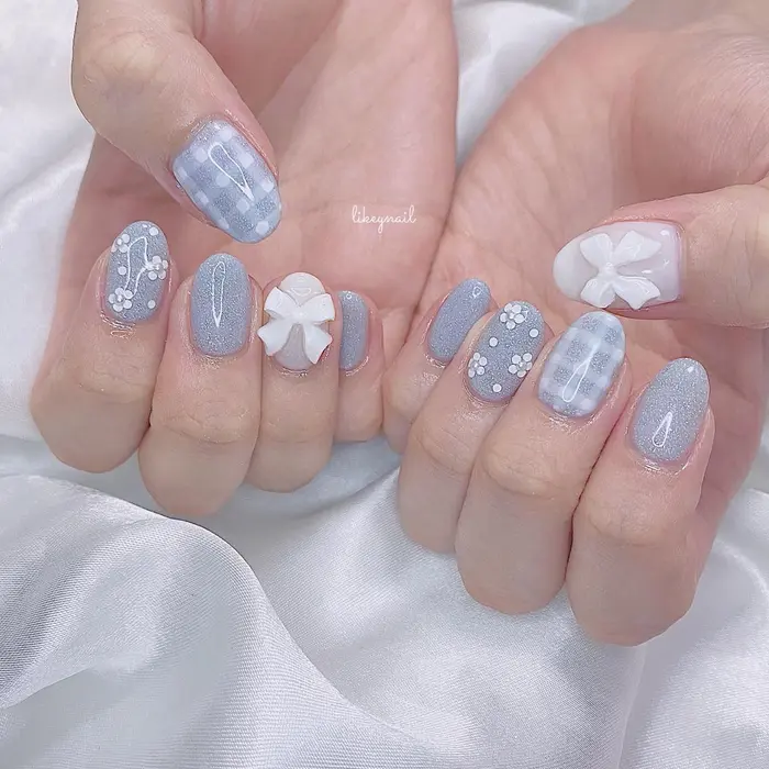 ガーリーネイル リボンネイル ギンガムチェックネイル Likey Nail所属 Nailist Sayaのネイル デザイン ミニモ ガーリーネイル リボンネイル ギンガムチェックネイル Likey Nail所属 Nailist Sayaのネイル デザイン ミニモ