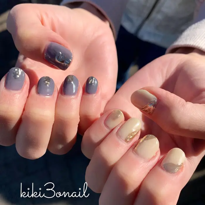 アシンメトリーネイル Kiki3onail所属 Kiki3o Nailのネイルデザイン ミニモ