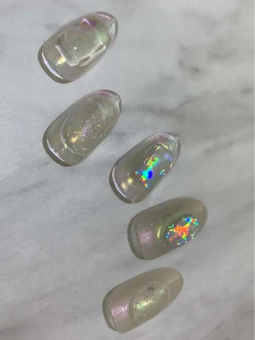 氷ネイルオーロラネイル Nail Atelier Miju ネイルアトリエミジュ 所属 新井 有季子のネイル デザイン ミニモ
