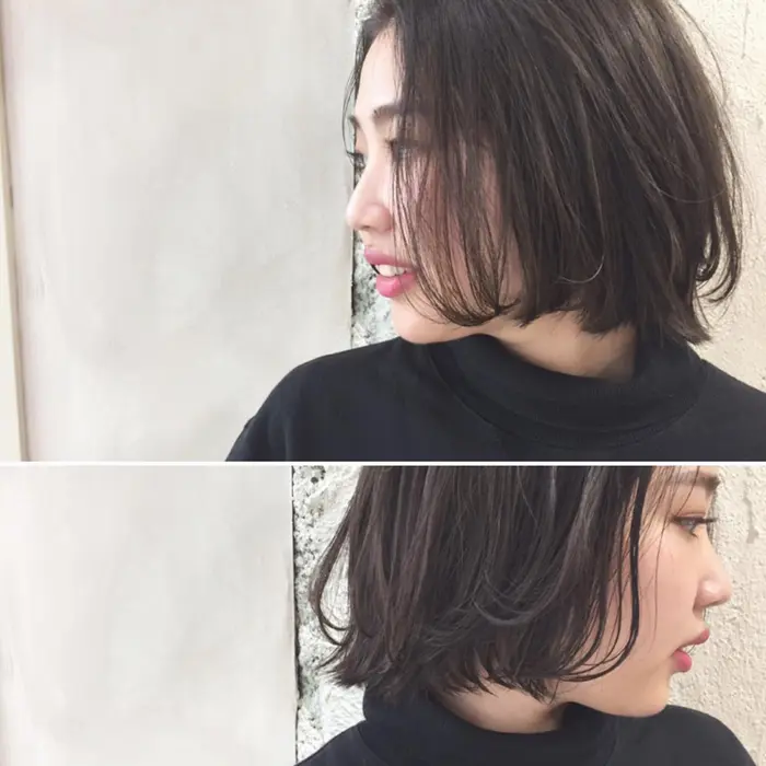 Real Salon Work ハイライトグレージュ 前上がりボブ 前上がりボブは 丸み Nude所属 仲井 弘樹のヘアカタログ ミニモ