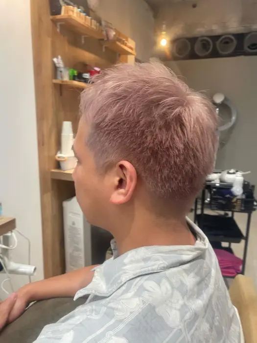 メンズベリーショート ピンクベージュ ブリーチ一回 オンカラー一回 綺麗な色に仕上げれます Lily所属 中川 和貴のヘアカタログ ミニモ