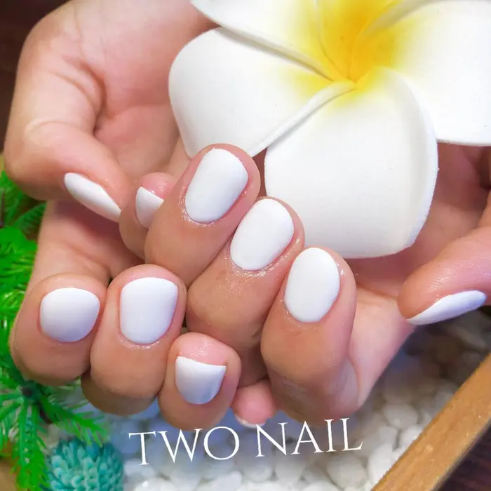 白のマットワンカラー Two Nail所属 Two Nailのネイルデザイン ミニモ