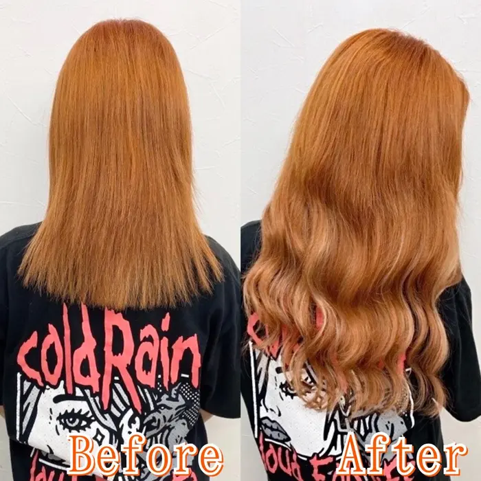 細かくハイライトも入れながらロングヘアに大変身 最近流行りのオレンジカラー シールエクステ エクス あるじゃんすーさいたま店所属 あるじゃんすー さいたま店のヘアカタログ ミニモ