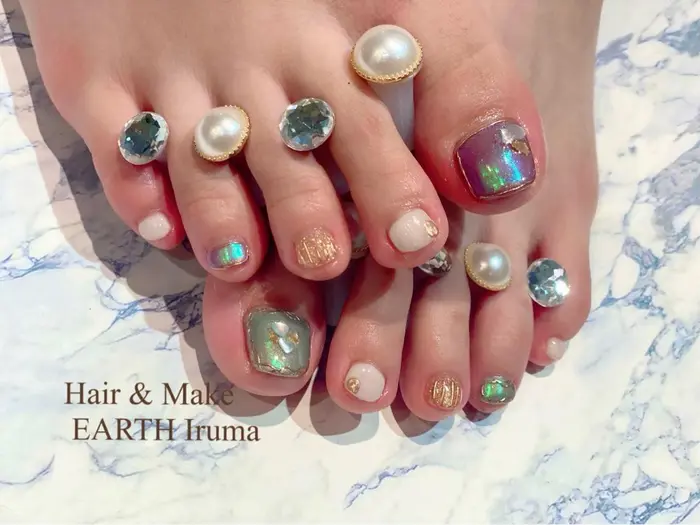 フットネイル Hare Make Earth 入間店所属 石川 あかねのネイルデザイン ミニモ