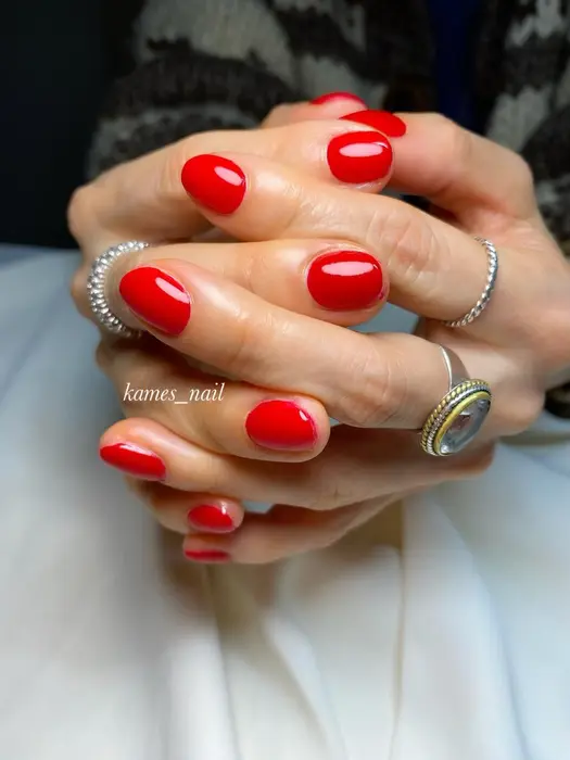 50代の方の赤ワンカラー Kamesnail Gmail Com Kames Nail所属 Kame ちゃんのネイル デザイン ミニモ