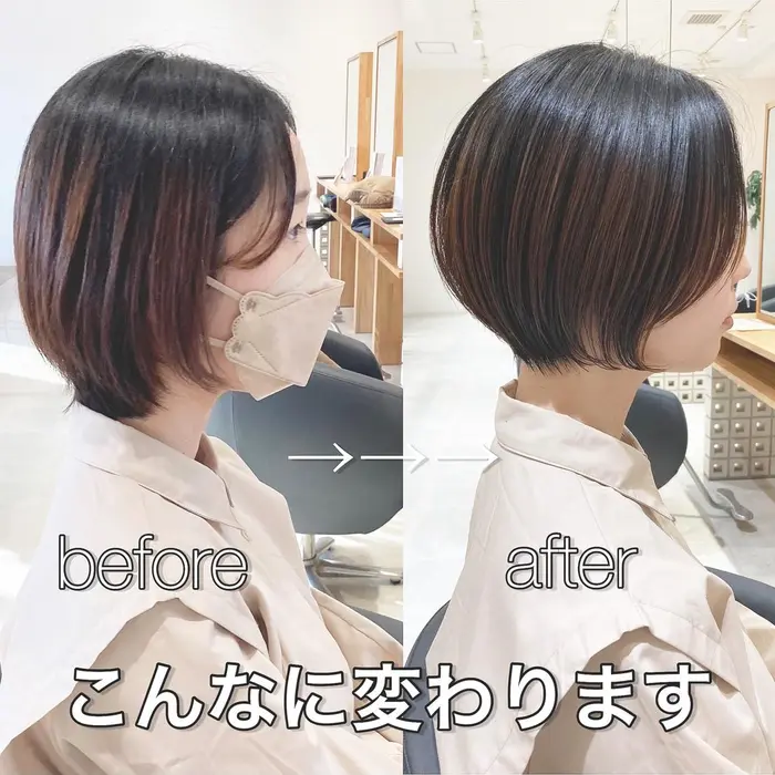 今都内で流行りのショートっぽいボブです 毛先のバツっと感のないショートボブ香川ではなかなか切れる Storia F Kami To Zakka フジグラン丸亀店所属 大人美人ショート 久米光司のヘアカタログ ミニモ