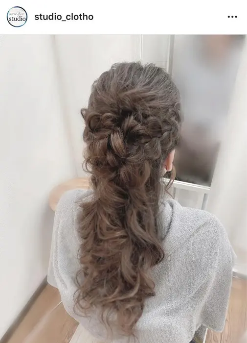 編み込み ハーフアップ ヒロ Hiro 編み込みハーフアップです 京都 祇 京都 祇園 セットサロン スタジオクロト Studio Clotho 所属 ヒロ Hiro スタジオクロトのヘアカタログ ミニモ