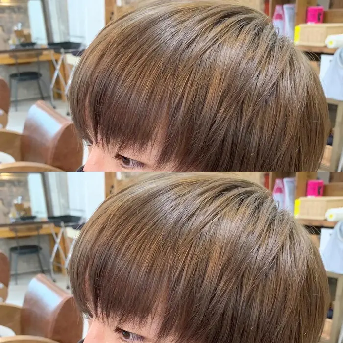 ブラウンベージュ ブリーチをすることで透明感のある 柔らかいブラウンになり 色落ちもベージュ系に Hair Atelier P S所属 村山 翔馬の ヘアカタログ ミニモ