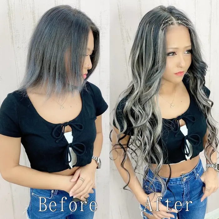 ギャルといったらローライトスタイル前髪の編み目を見せる事で更にギャル度up 夏仕様に完成 A アルジャンスー所属 エクステカラー専門 あるじゃんすー名古屋のヘアカタログ ミニモ