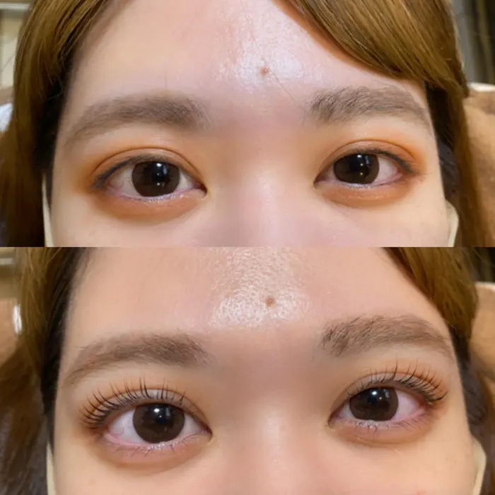 パリジェンヌラッシュリフト ビフォーアフターのお写真です Paige By Neolive所属 Ogawa Kana Eyelashのマツエクデザイン ミニモ