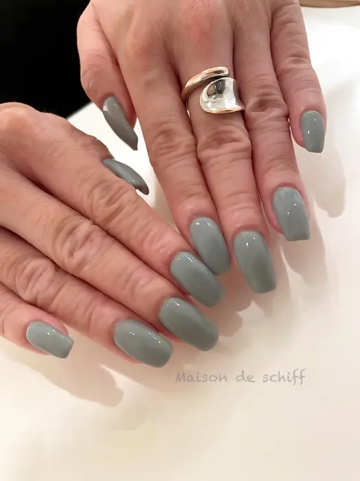 絶妙グレーナチュラルワンカラー Maison De Schiff 所属 ネイリスト Manahaのネイル デザイン ミニモ