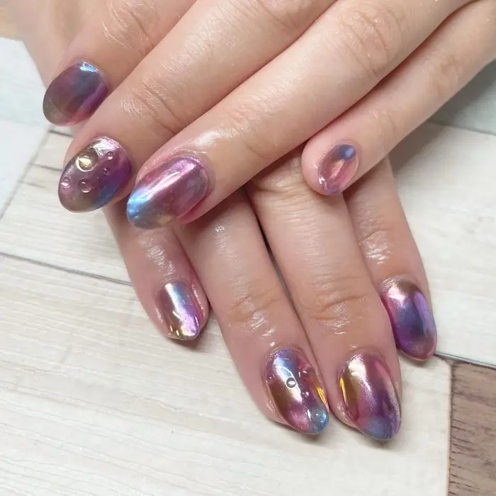 ミラーネイル カラフルネイル 水滴ネイル Nail512minori みのり 512 ごーいちに 所属 Kudo Minoriのネイル デザイン ミニモ