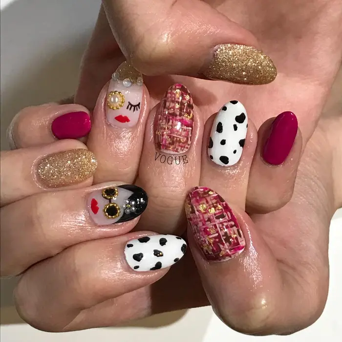 ツイード アジュリー ダルメシアン Swan With Vogue所属 Vogue Swanのネイルデザイン ミニモ