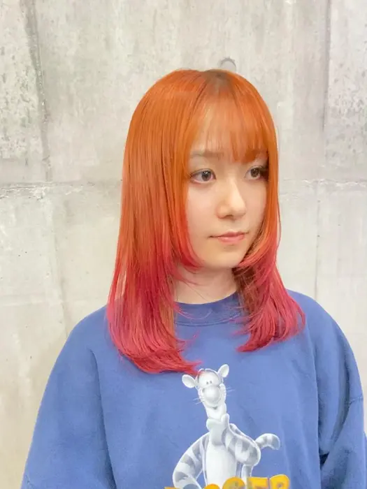 オレンジピンクグラデーション Lafit香椎所属 天野 裕明のヘアカタログ ミニモ