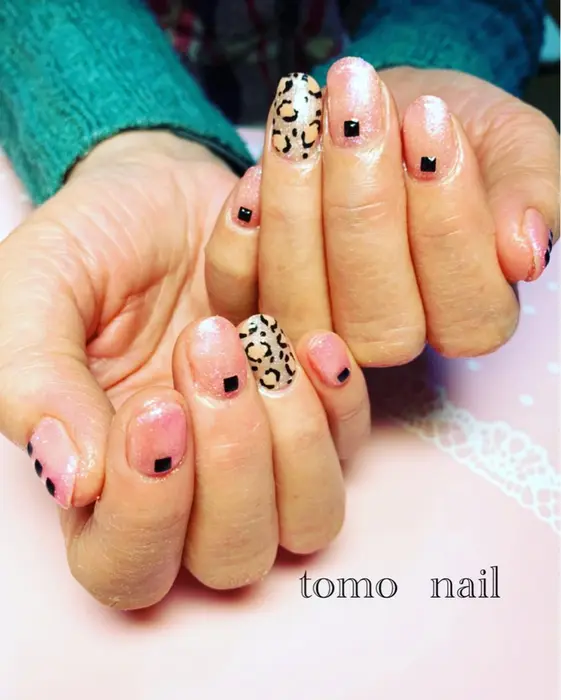 アニマル柄ネイル ヒョウ柄ネイル 滋賀県プライベートネイルサロン 滋賀県ネイルサロン 大津市格安ネ Tomo Nail所属 Tomo Nailのネイル デザイン ミニモ